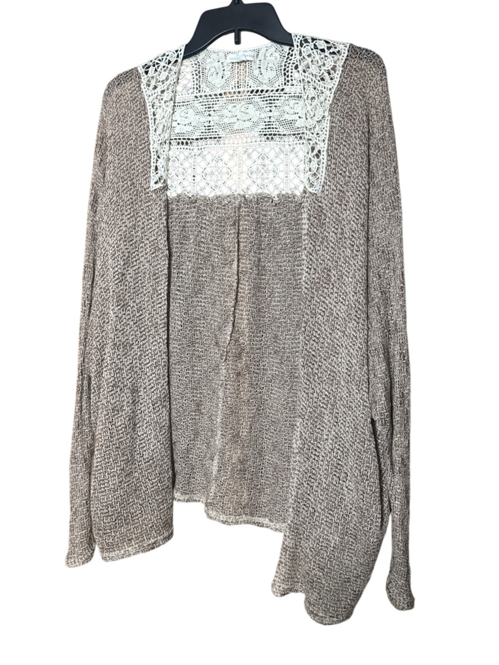 Coco + Jameson Women's Cream Lace Slouchy Open Front Sweater Cardigan - Size M